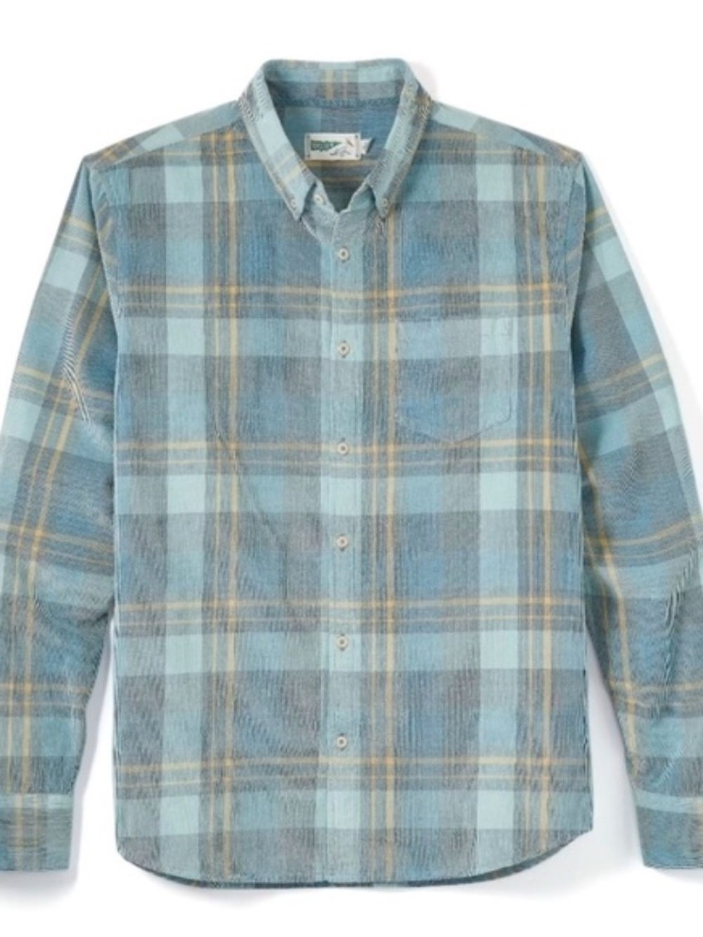 Wellen Men's Organic Cotton Corduroy Button Down Long Sleeve Shirt Sz M Blue